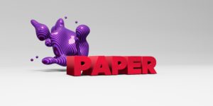 PAPER - 3D colored type on white background with design element